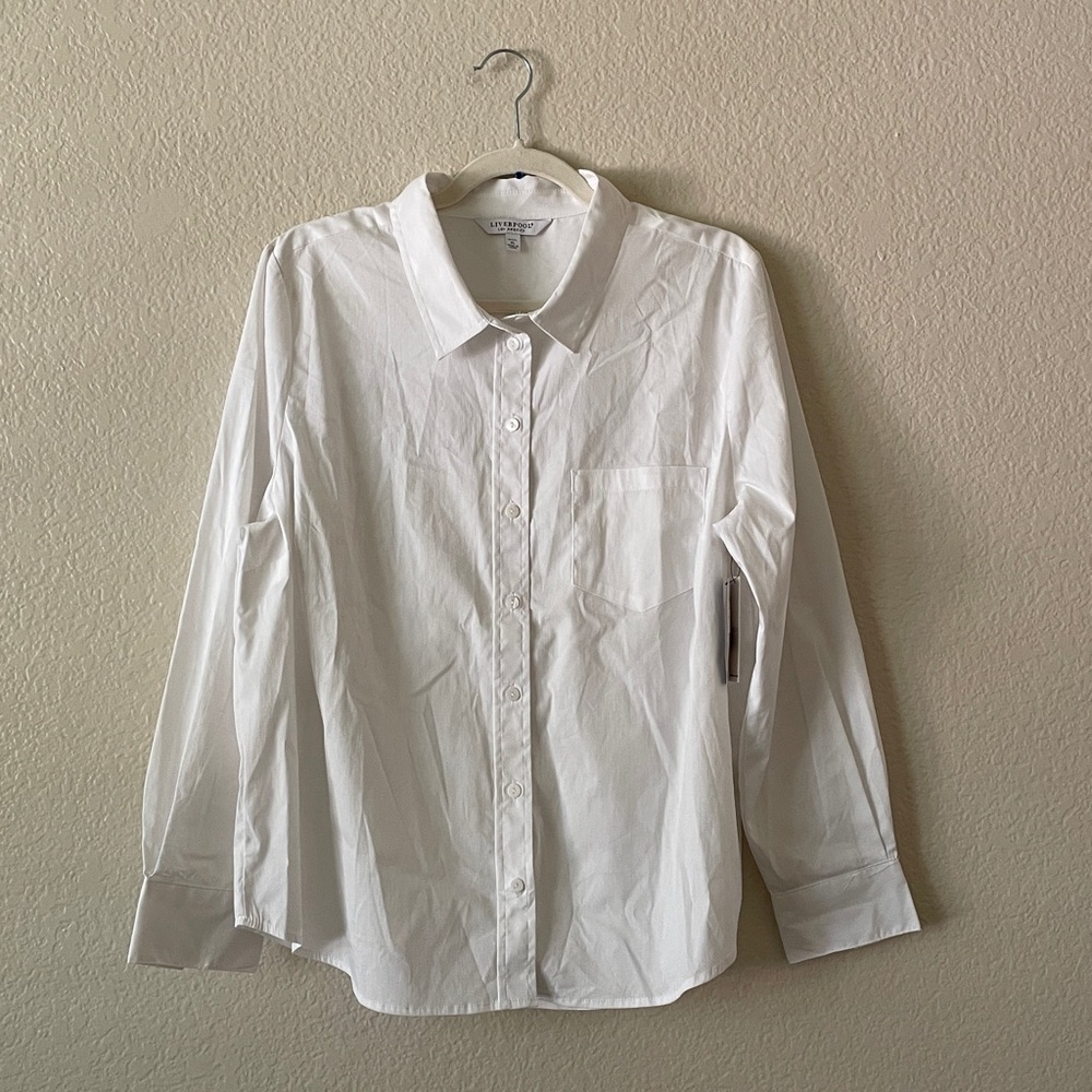 Liverpool Los Angeles Button Up Shirt White Professional Classic Preppy